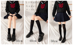 Summer Kawaii Girl Fil Calf Stockages Velvet Femmes tube longs chaussettes en noir et blanc jk uniforme japonais mignon sur les chaussettes du genou.