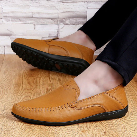 Mens Loafers Leather Driving Shoes-Breathable Flat Casual Business Shoes