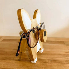 Funny Glasses Holder Stand, Cute Creative Animal Handmade Wooden Carving Eyeglass Holder, Home Office Nightstand Decoration Desktop Glasses Frame (A-3, One Size)