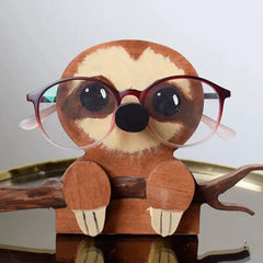 Support de verres drôles, mignon animal créatif fait à la main le porte-lune de la sculpture en bois, cadre de lunettes de bureau de nuit du bureau à domicile (A-3, une taille)