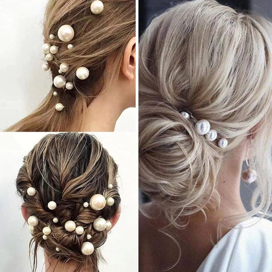 20pcs Perle Braut Haarnadeln Anzug handgefertigt Hochzeit Kopfschmuck Mode Braut Brautjungfer Hair Accessoires Party Abschlussball Kopfbedeckung Tiara