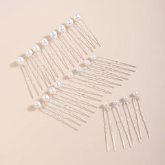 20PCS Pearl Bridal Hairpins Suit Handmade Wedding Headdress Fashion Bride Bridesmaid Hair Accessories Party Prom Headpiece Tiara