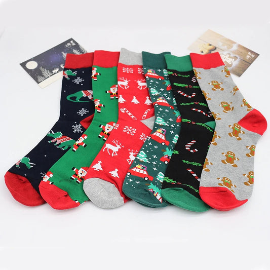 Weihnachtssocken trendige Socken farbenfrohe Mid -Kalb -Baumwollsocken lässig trendige Herrensocken