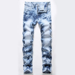 Men's Slim Fit High Quality Jeans with Light Blue Zipper