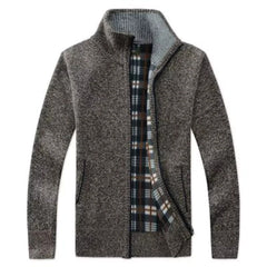 Cardigan de cuello de pie grueso de invierno de otoño para hombres