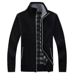 Cardigan de cuello de pie grueso de invierno de otoño para hombres