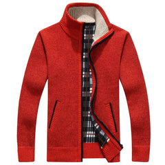 Cardigan de cuello de pie grueso de invierno de otoño para hombres