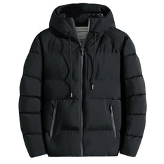 Men's Solid Color Padded Hooded Winter Jacket