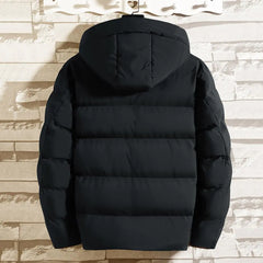 Men's Solid Color Padded Hooded Winter Jacket