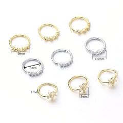 1 pcs Expanseur de bague de nez perçante segment sans couture du segment oreille cerceaux or couleur golon de cartilage tragus