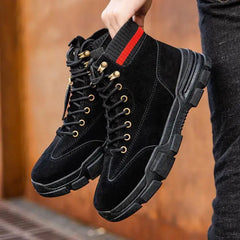 Nouveaux hommes bottes en cuir imperméable en dentelle de bottes militaires hommes Chaussures de cheville hiver