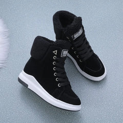 Women's Winter Cotton Shoes Fleece Thick Bottom Student Warm Martin Boots Mid Calf Ankle Boots