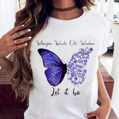 Whisper of Hippie Shirt Fashion Women's Short Short Short-Shirt Accenite It Women's T-shirt T-shirt