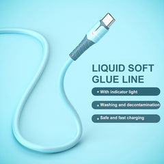 Liquid silicone data cable with light for Apple Android TYPE-C Huawei mobile phone.