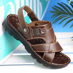 Nuevas capas para hombres zapatos de piel de vaca de la playa moda zapatos casuales livianos y cómodos sandalias no deslizantes sandalias de verano hombres