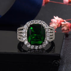 100% 925 Silver Sterling Emerald Jewelry Ring for Men Women Fine Wedding Bands Anel Bizuteria Silver 925 Jewelry Ring