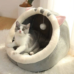 Gmaan Custom Pet Cave Led, letto igloo di gatto in pile ultra morbido rimovibile e lavabile gatto casa accogliente per gatti per cani di piccola taglia (L, giallo)