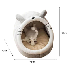 GMAAN Cute Pet Cave Bed, Ultra Soft Fleece Cat Igloo Bed Removable & Washable Cat House Cosy Nest Bed for Small Dogs Cats (L, Yellow)