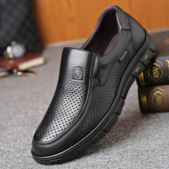 Mens Flat Loafers Leather Driving Slip On Boat Shoes Black Casual Walking Boots