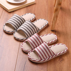 Casa interior Pareja anti-Slip Soft Bottom Summer Summer Linen Sweats Sweat-Absorbent Slippers para mujeres y hombres