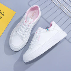 Platform Sneakers Women Shon Thick Sole Korean Leather Sneaker White Slip Casual Lace Up Vulcanized Shoes Spring Shoes for Women