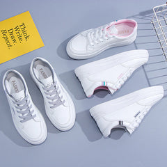 Platform Sneakers Women Shon Thick Sole Korean Leather Sneaker White Slip Casual Lace Up Vulcanized Shoes Spring Shoes for Women