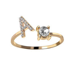 Anneaux pour les femmes A-Z 26 lettres Initial Name Modeling Exquis Ring Adjustable Ring comme cadeaux de vacances pour la mode petite amie