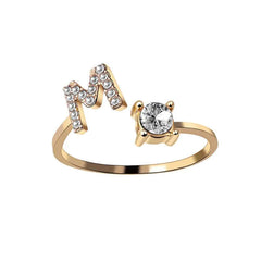 Anillos para mujeres A-Z 26 letras Nombre inicial Modelado Anillo ajustable exquisito como regalos navideños para la moda de la amiga