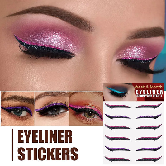 6 paires Autocollants eyeliner auto-adhésifs de fard à paupières maquillage de scène doubles autocollants de la paupière fête de nuit maquillage des yeux