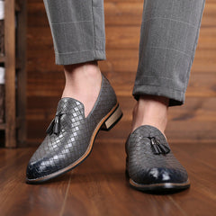 Herren-Slip-on Split Leder Gingham Schuhe