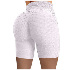 Shorts Grid Leggings Women Yoga Pants Running Fitness Yoga Pants Pleats High Waist Hip Stretch Biker Shorts