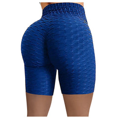 Shorts Grid Leggings Women Yoga Pants Running Fitness Yoga Pants Pleats High Waist Hip Stretch Biker Shorts