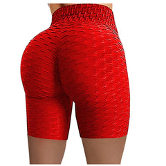 Shorts Grid Leggings Women Yoga Pants Running Fitness Yoga Pants Pleats High Waist Hip Stretch Biker Shorts