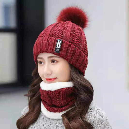 Unisex Warm Windproof Knitted Hat and Scarf Set