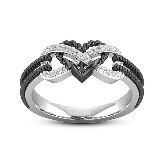 Créative Rose Gold Two-Tone Cross Heart Ring pour les femmes de fiançailles mariage anneaux féminins bijoux accessoires