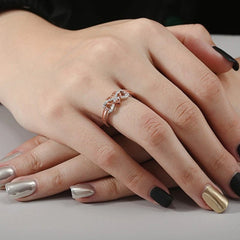 Créative Rose Gold Two-Tone Cross Heart Ring pour les femmes de fiançailles mariage anneaux féminins bijoux accessoires