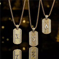 Accessories English Written words letter Pendant fashion Rhinestone personality Men necklace