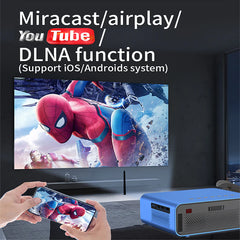 T4 Proyector portátil LED Mini 1080p Soporte HD Home Theatre Miracast incorporado en YouTube WiFi Proyector de pantalla múltiple