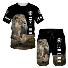 Sort et t-shirts imprimés de motif d'animal 3D Lion 3D