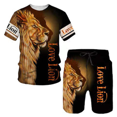 Sort et t-shirts imprimés de motif d'animal 3D Lion 3D