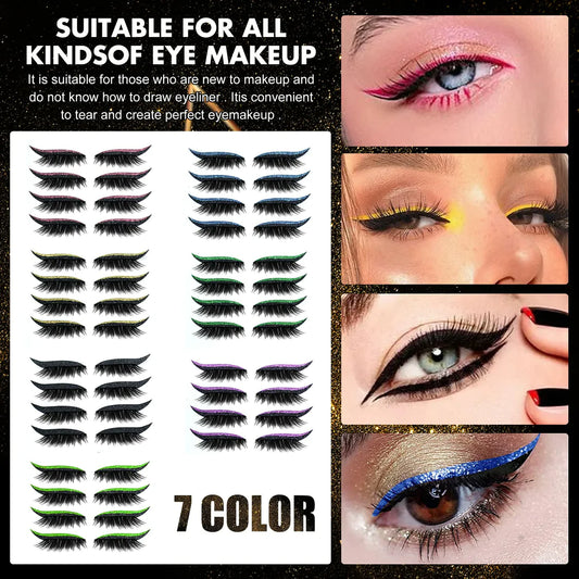 4 Paare selbstklebende Wimpern Glitzer Glitzer Lidschattenaufkleber Eyeliner-Aufkleber