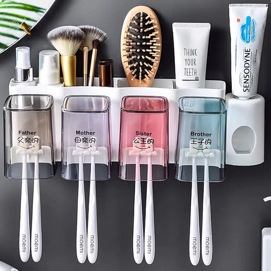 Multifunctional Toothbrush Holder Mouth Cup Set Without Studs Tooth Cup Holder Toothpaste Squeezer Tooth Cup Rack Wash Cup