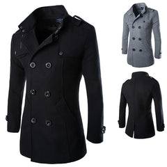 Casual Men's Warm Double Breasted Lapel Long Sleeves Casual Coat Overcoat