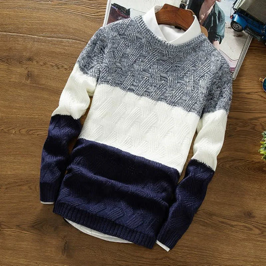 Männer lässig schlanker runder Hals -Strickpullover