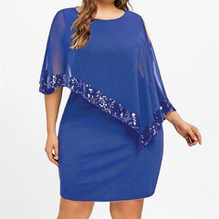 Irregular Sequins Mosaic Chiffon Plus Size Dress