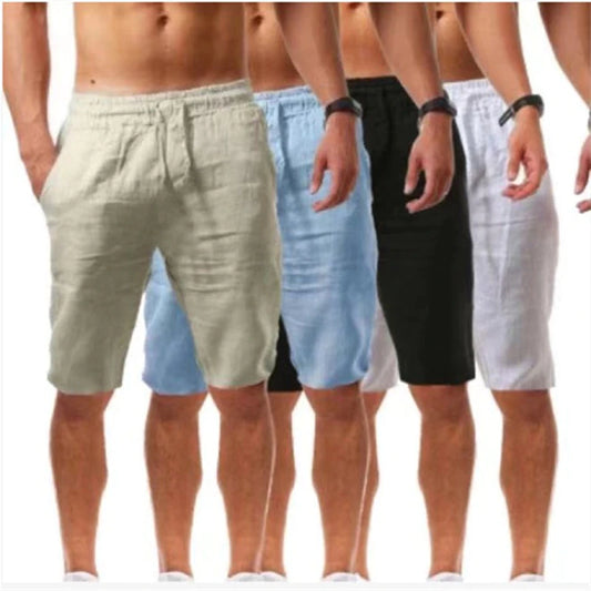 Leinenshorts für Männer lässig klassisches klassischer Anfall 11 -Zoll -Insame Elastic Taille Shorts Workout Jogginghose Strand Schwimmernte Shorts