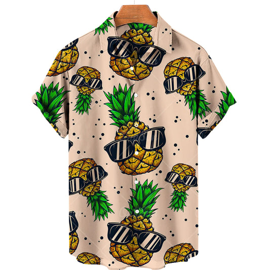 Men's 3D Digital Fruit Print Short Sleeve Shirt Men's Hawaiian Shirt Summer Hot Style Plus Size