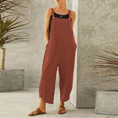 eBay Solid Color Casual Nine-point Suspenders Pants Women