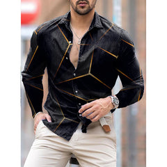 Fashion Luxury Men Shirts Single Breasted Shirt Casual Red Heraldic Print Long Sleeve Tops Men's Clothing Hawaii Party Cardigan