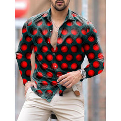 Fashion Luxury Men Shirts Single Breasted Shirt Casual Red Heraldic Print Long Sleeve Tops Men's Clothing Hawaii Party Cardigan